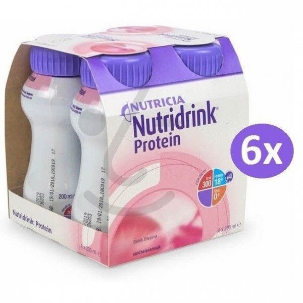 Nutridrink Protein Aardbei | 6 pakken van 4x200ml